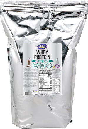 NOW Sports Nutrition, Whey Protein, 24 G with Bcaas, Creamy Chocolate Powder, 10-Pound