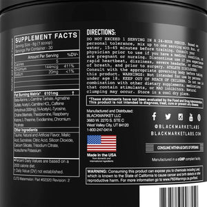 BLACKMARKET CUTS Pre Workout - Flavored Energy Powdered Drink Mix for Men & Women, Great for Muscle Definition, Fat Burning, Thermogenic, Creatine Free (Watermelon, 30 Servings)