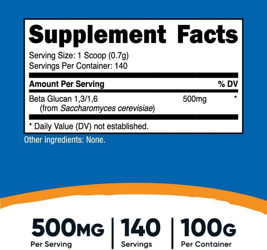 Nutricost Beta Glucan Powder 100 Grams - 1,3/1,6 - Non GMO