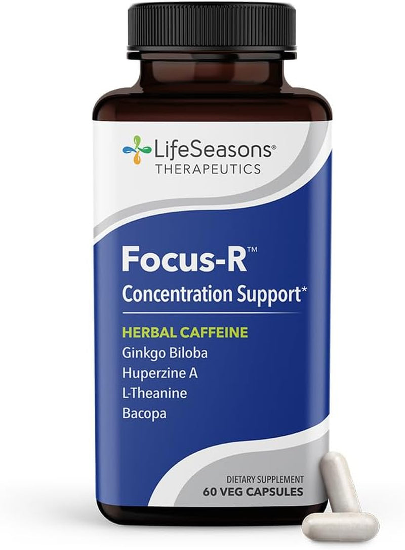'- Focus-R - Concentration Support Supplement - All Ages - Enhances Mental Performance & Focus - Increases Attention Span - L-Theanine, Kava Kava, 