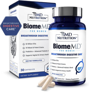 1MD Nutrition Biomemd Probiotics for Women - Daily Prebiotics and Probiotics for Women - More than 60 Billion Cfus, 15 Strains - Womens Probiotic to Support Urinary & Vaginal Health - 30 Capsules 