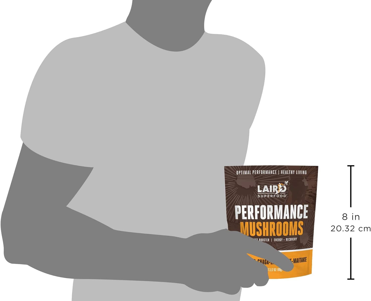 Laird Superfood Organic Performance Mushroom Blend with Chaga, Cordyceps, Lion'S Mane and Maitake for Energy and Cognition, 3.17 Oz. Bag, Pack of 2