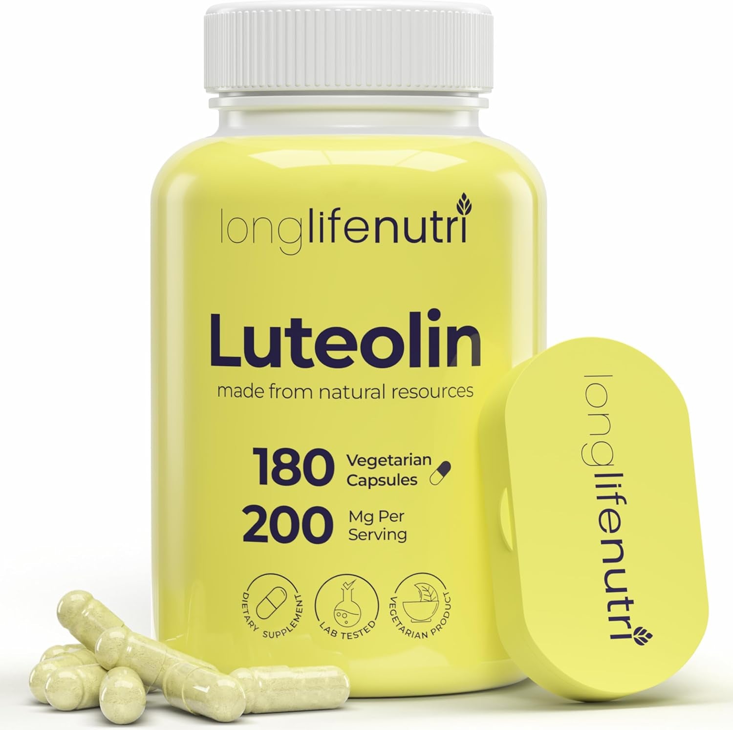Luteolin Supplement 200Mg - 180 Vegetarian Capsules, 3-Month Supply - Strengthen Cognitive Function & Overall Health - Lab Tested, Made in USA, 2 Serving Size