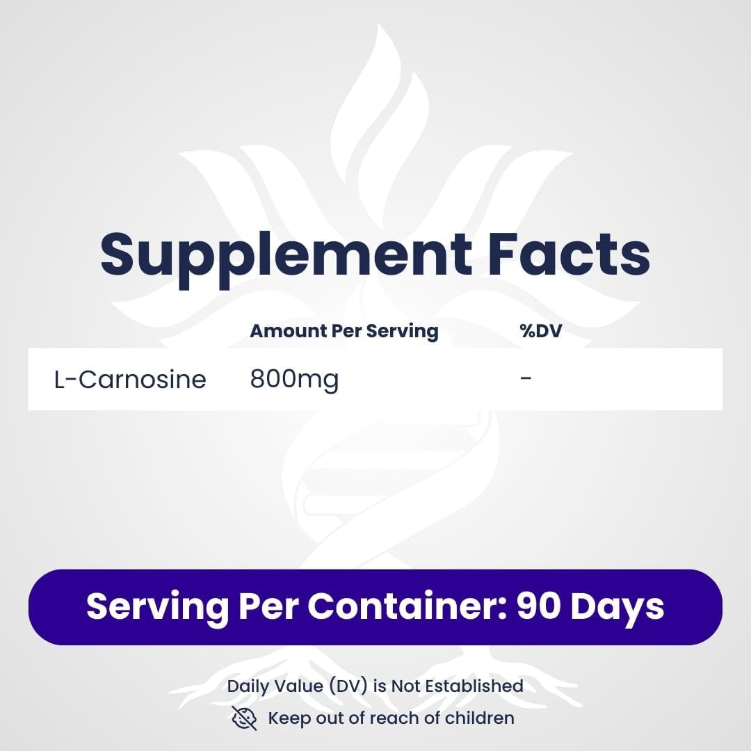 L-Carnosine 400Mg Capsules, 180 Count, L-Carnosine Supplement for Immune Support, Cellular Health, Energy Production, and Performance Enhancement 