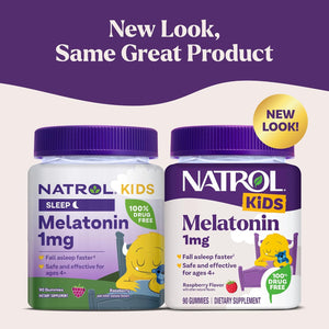 Natrol Kids Melatonin Gummies 1Mg, Children'S Melatonin for Restful Sleep, 90 Raspberry-Flavored Sleep Gummies, 90 Day Supply