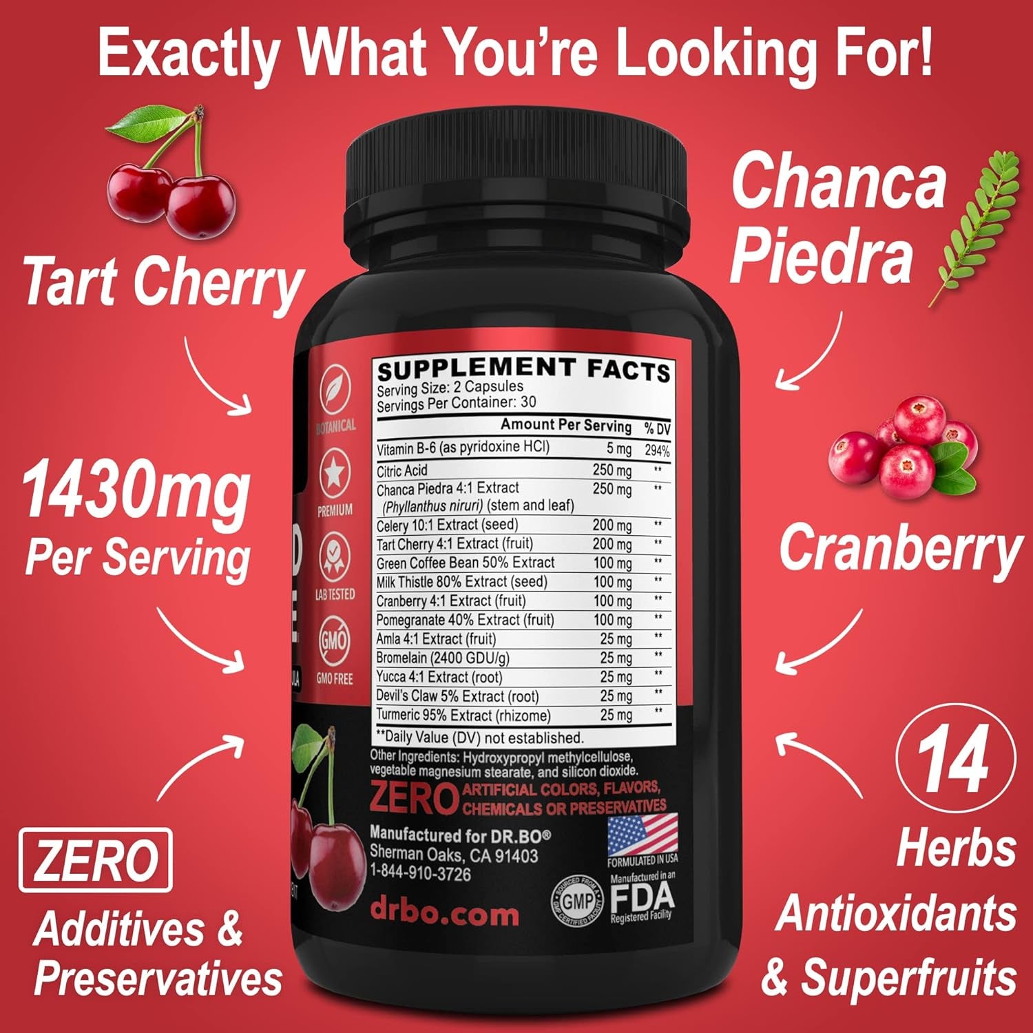 Uric Acid Cleanse Support Supplement - Kidney Herbal Supplements Pills with Chanca Piedra, Celery & Tart Cherry Extract Formula - Joint Support, Uric Acid Flush & Kidney Cleanse Detox Purge Capsules 