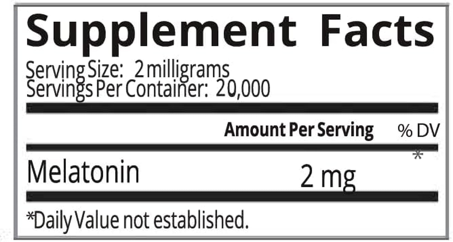 Melatonin | Natural Sleep Aid Bulk Powder | Custom Dose 2Mg - 5Mg Replace Capsules (40G - 20,000 Doses)