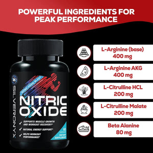 Extra Strength Nitric Oxide Supplement L Arginine 3X Strength - Citrulline Malate, AAKG, Beta Alanine - Premium Muscle Supporting Nitric Booster for Strength & Energy to Train Harder - 60 Capsules