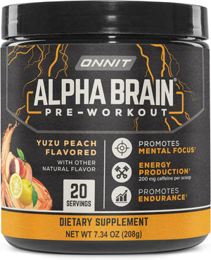 ONNIT Alpha Brain Pre-Workout - Yuzu Peach (20 Serving Tub)