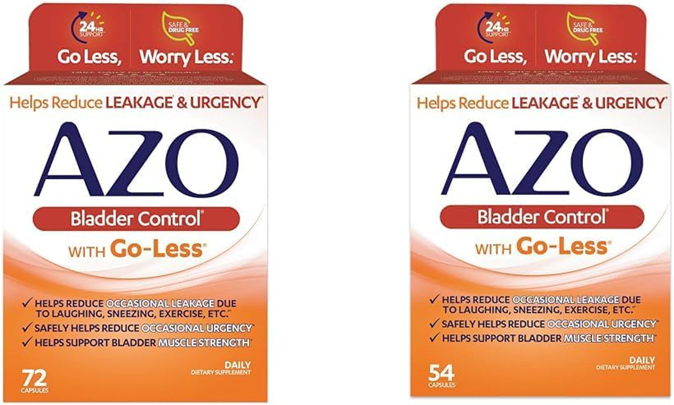 AZO Bladder Control with Go-Less for Urgency & Leakage Relief | 72 & 54 Capsules 
