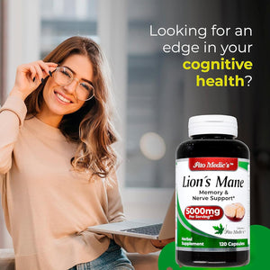 Lab | Lions Mane | 120 Capsules | Lions Mane Supplement | Lions Mane Supplement Capsules | Mushroom Supplement | Ultra High Absorption.
