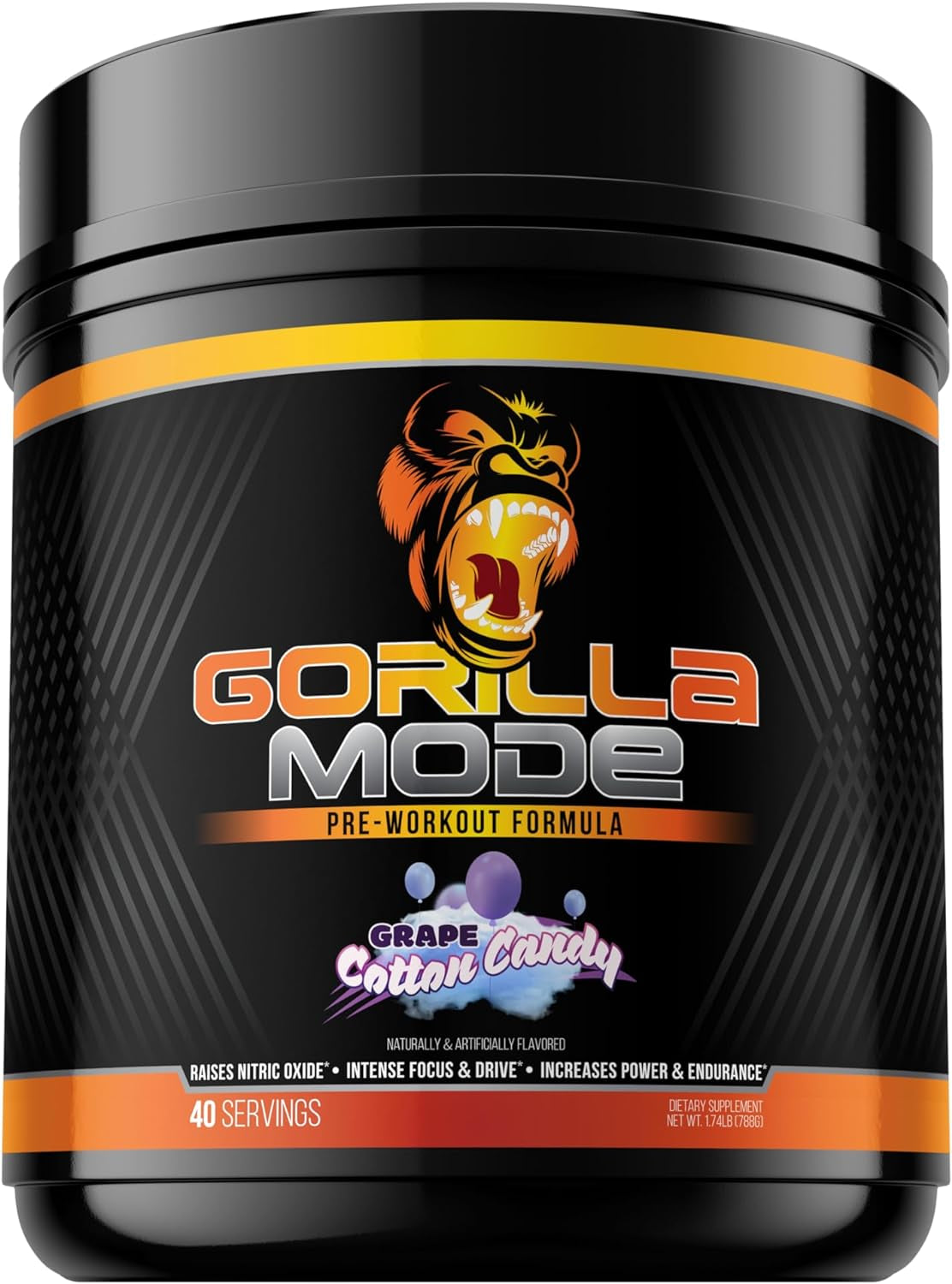 Gorilla Mode Pre Workout - Massive Pumps · Laser Focus · Energy · Power - L-Citrulline, Creatine, L-Tyrosine, Betaine, Hydroprime , Alpha-Gpc, 400Mg 