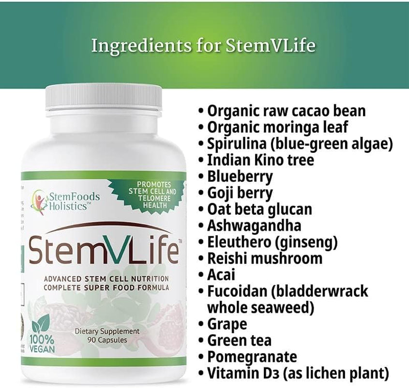 Powerful Stem Cell Formula and Daily Supplement, 90 Capsules, 100% Natural and Vegan