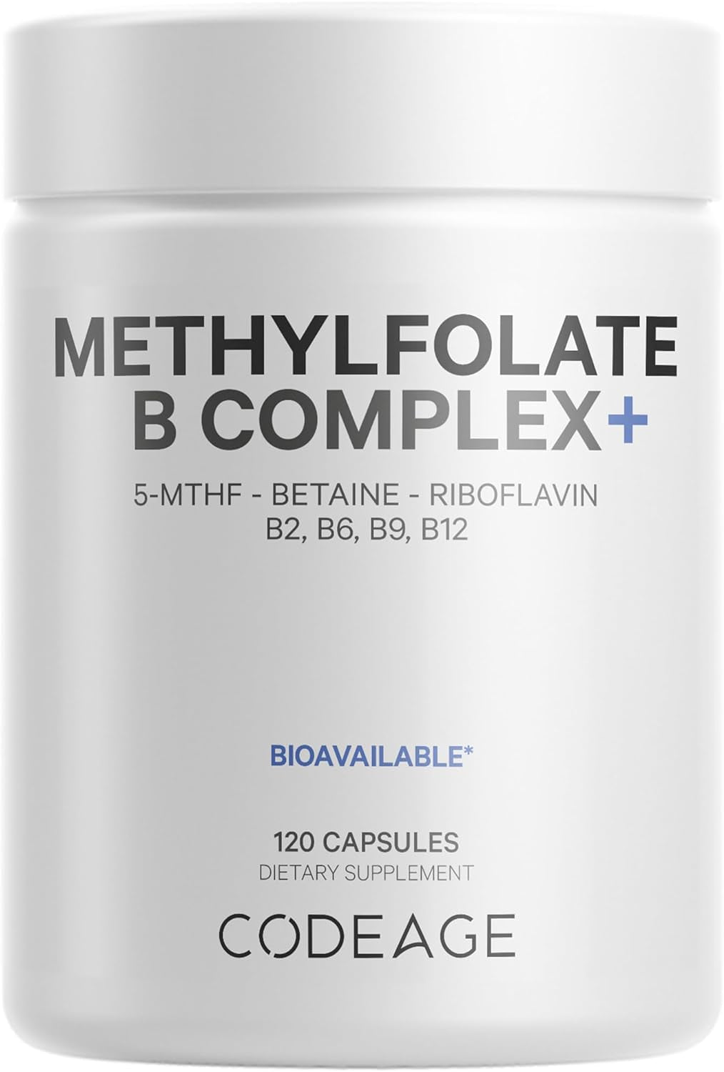 Methylfolate B Complex Supplements - 5 MTHF, Methylcobalamin 1000Mcg Methylated Vitamin B12, Riboflavin, Betaine, Vitamins B6, Methylation Cycle MTHFR 