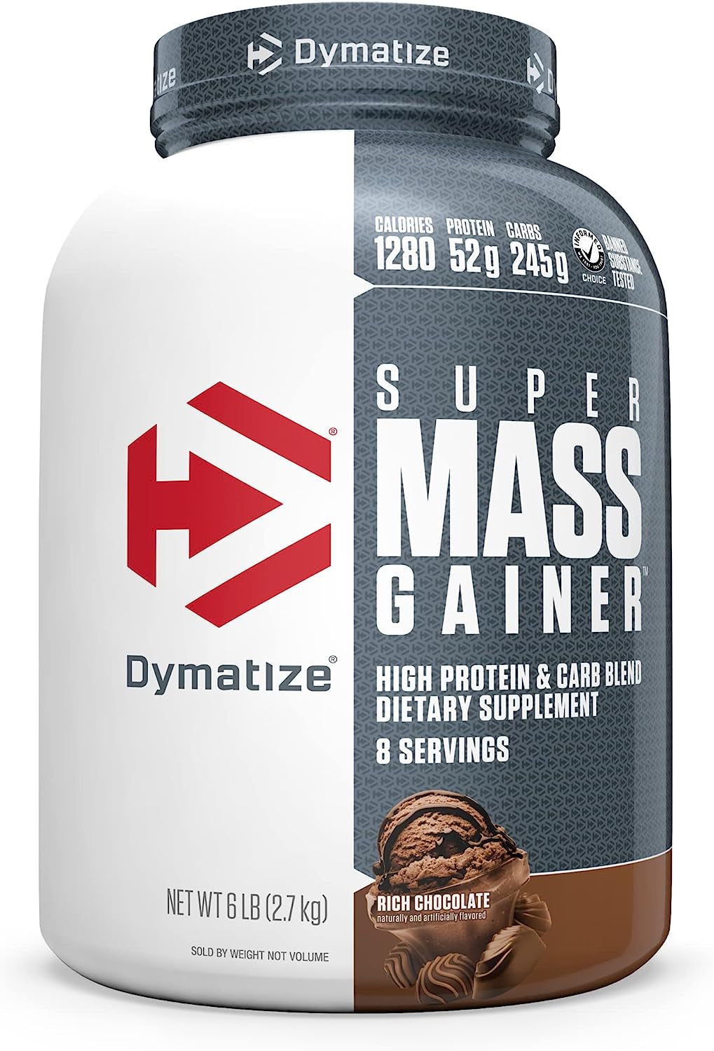 Dymatize Super Mass Gainer Protein Powder 52G Protein 1280 Calories 6 Pound Gourmet Vanilla & Rich Chocolate (Pack of 2)