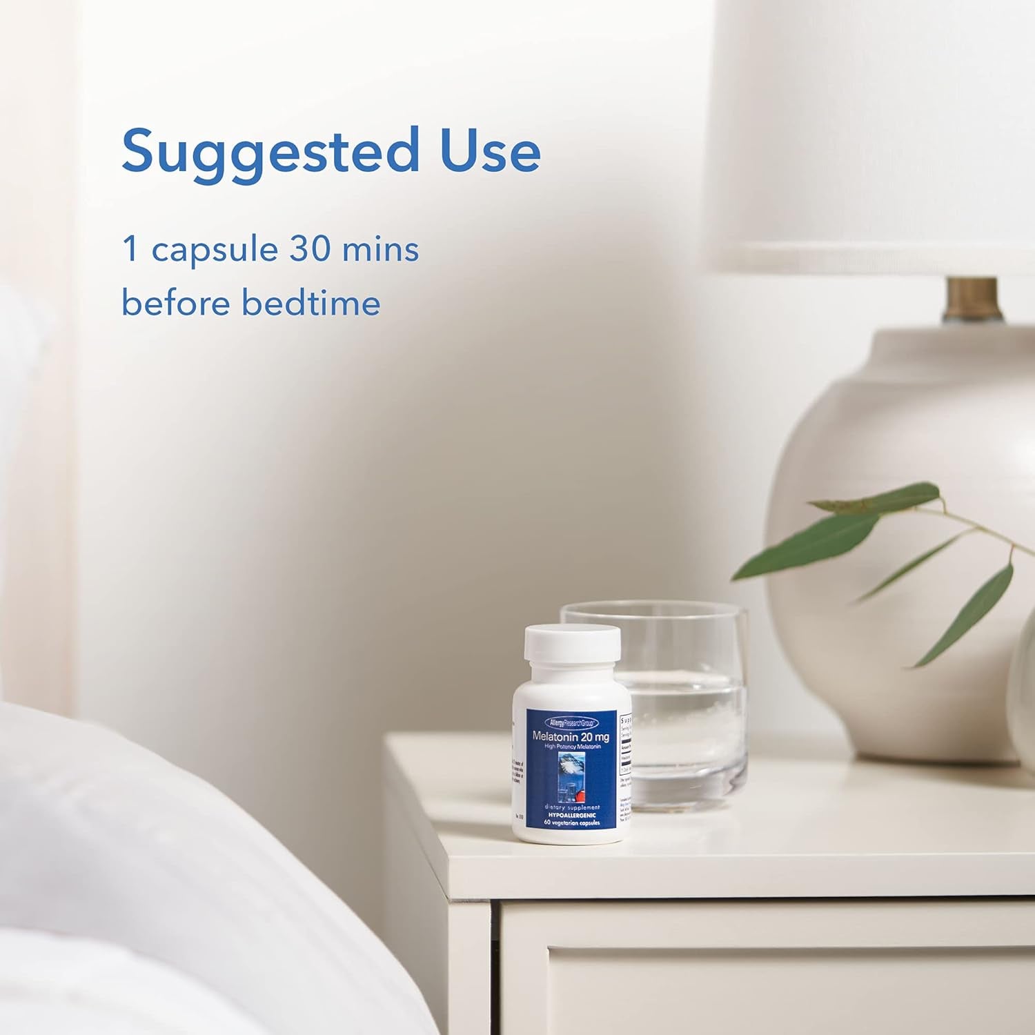 Nutricology Melatonin 20Mg - Pure Melatonin, Extra Strength for Adults, Sleep Aid, High Dose, Organic, Vegetarian Capsules - 60 Count
