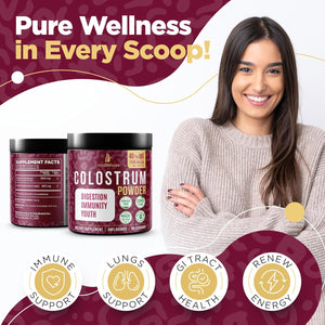 Instaskincare Collagen Peptides Powder 1 Lb - Bovine Colostrum Powder 40% Igg 3.17 OZ 