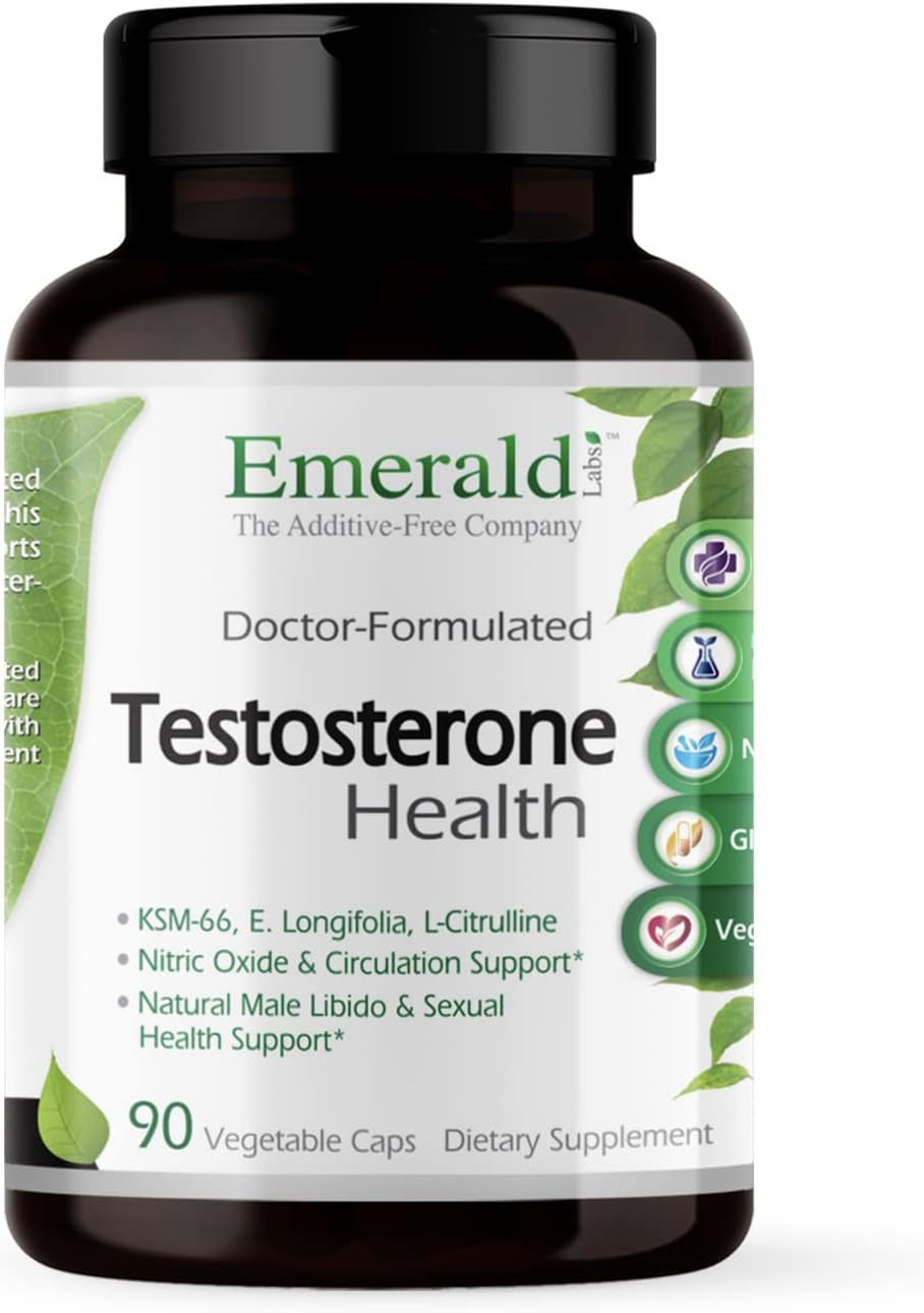 EMERALD LABS Testosterone Health - Men'S Supplement with Eurycoma Longifolia, L-Citrulline & KSM-66 Ashwagandha to Support Circulation & Men'S Health - 90 Vegetable Capsules (30-Day Supply) 