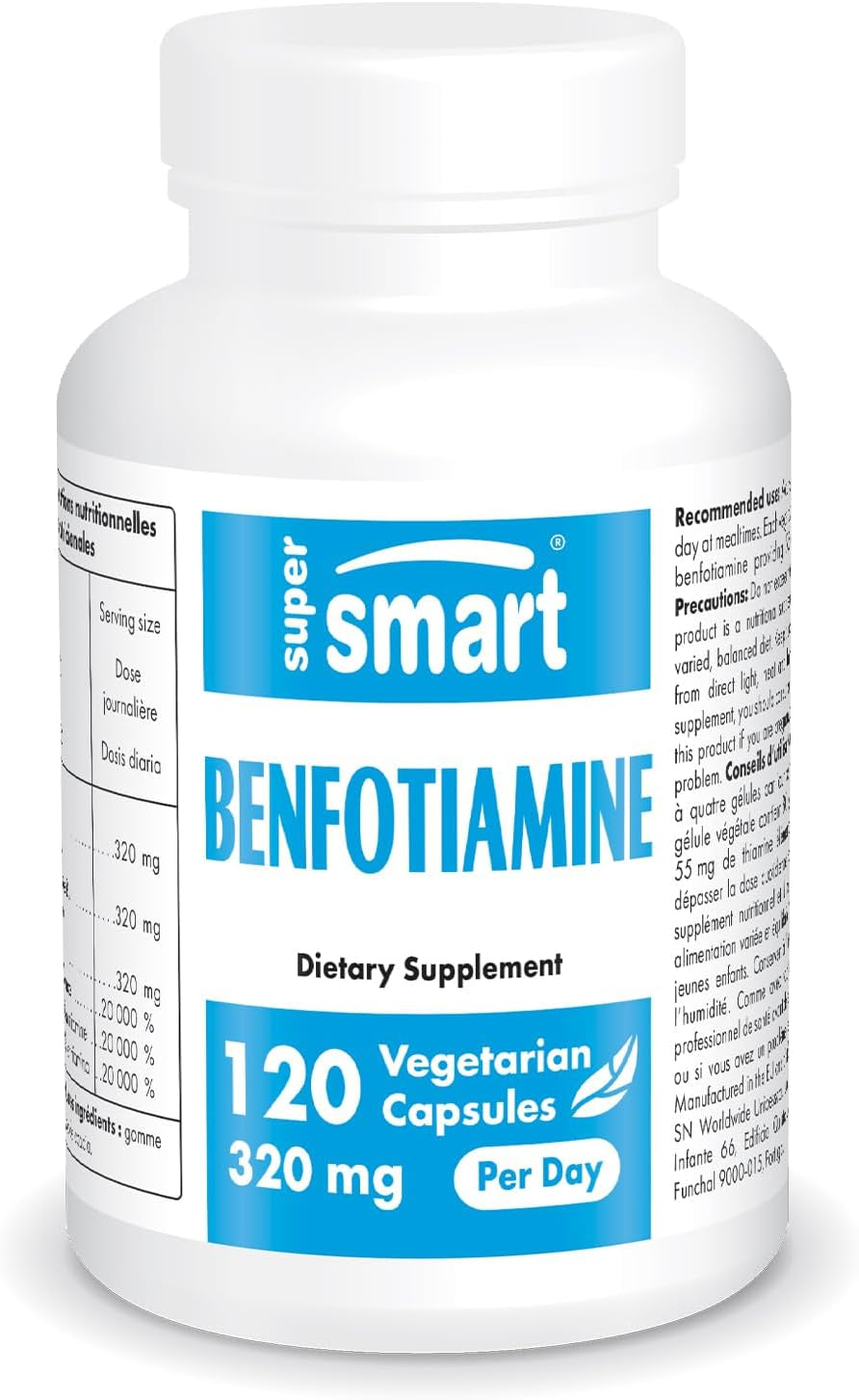 '- Benfotiamine 320Mg per Day (High Potency) - Bioavailable Thiamine - Vitamin B1 Benfotiamine Supplement | Non-Gmo & Gluten Free - 120 Vegetarian Capsules