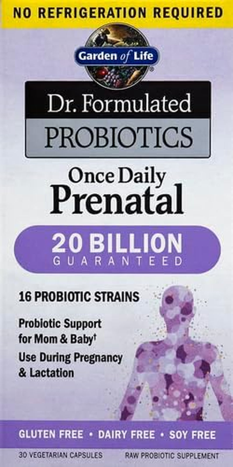 '- Dr. Formulated Probiotics Once Daily Prenatal - Acidophilus and Bifidobacteria Probiotic Support for Mom and Baby - Gluten, Dairy, and Soy-Free - 30 Vegetarian Capsules 