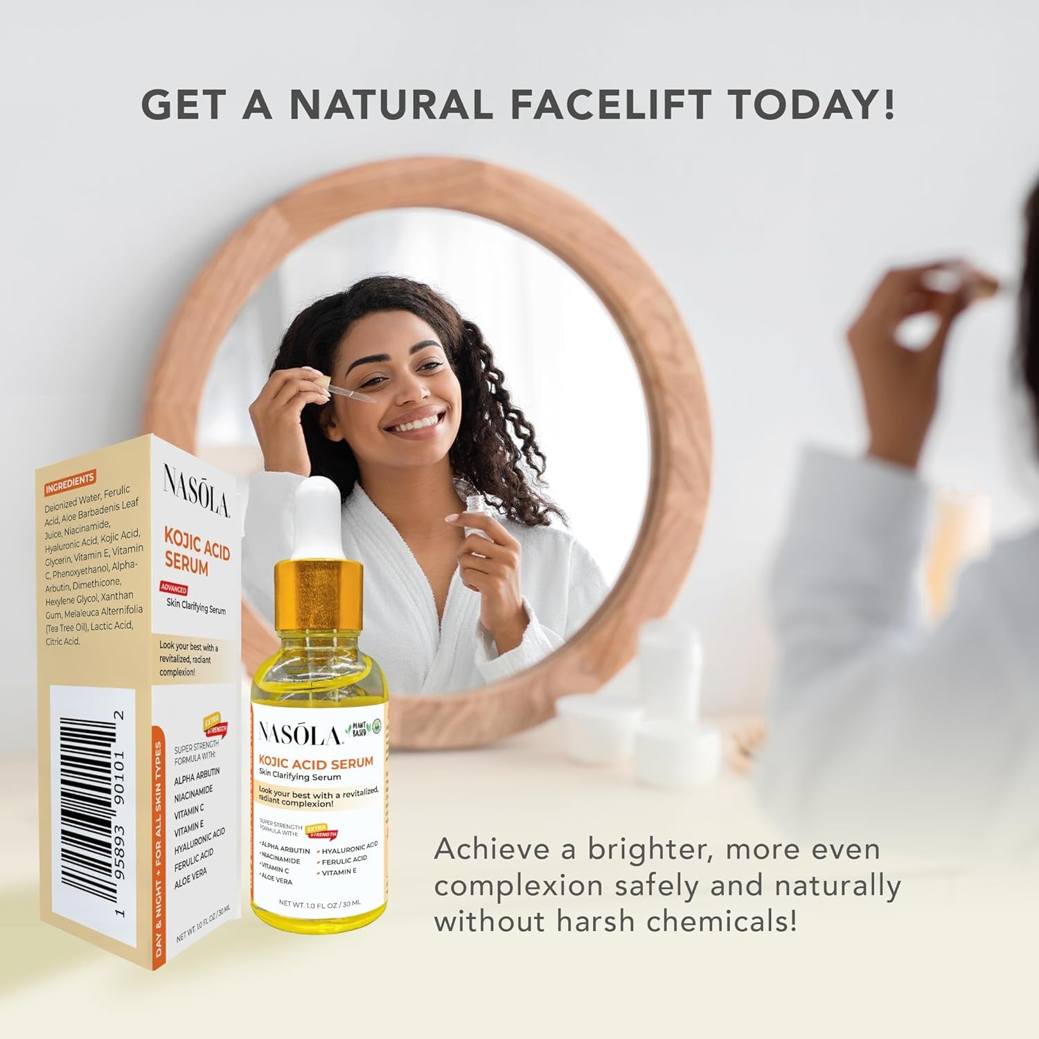 Kojic Acid Serum for Skin Clarifying, Complexion Revitalization Fade Cream with Alpha Arbutin, Vitamin C & E, & Niacinamide