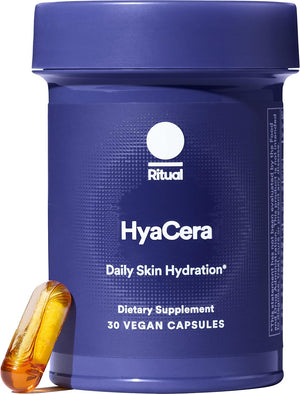 Ritual Hyacera Skin Supplement for Wrinkle Support, with Hyabest and Ceratiq for Skin Support, Hyaluronic Acid, Glycolipids, Ceramides, Gluten Free, Non GMO, Vanilla Essence, 30 Day Supply 
