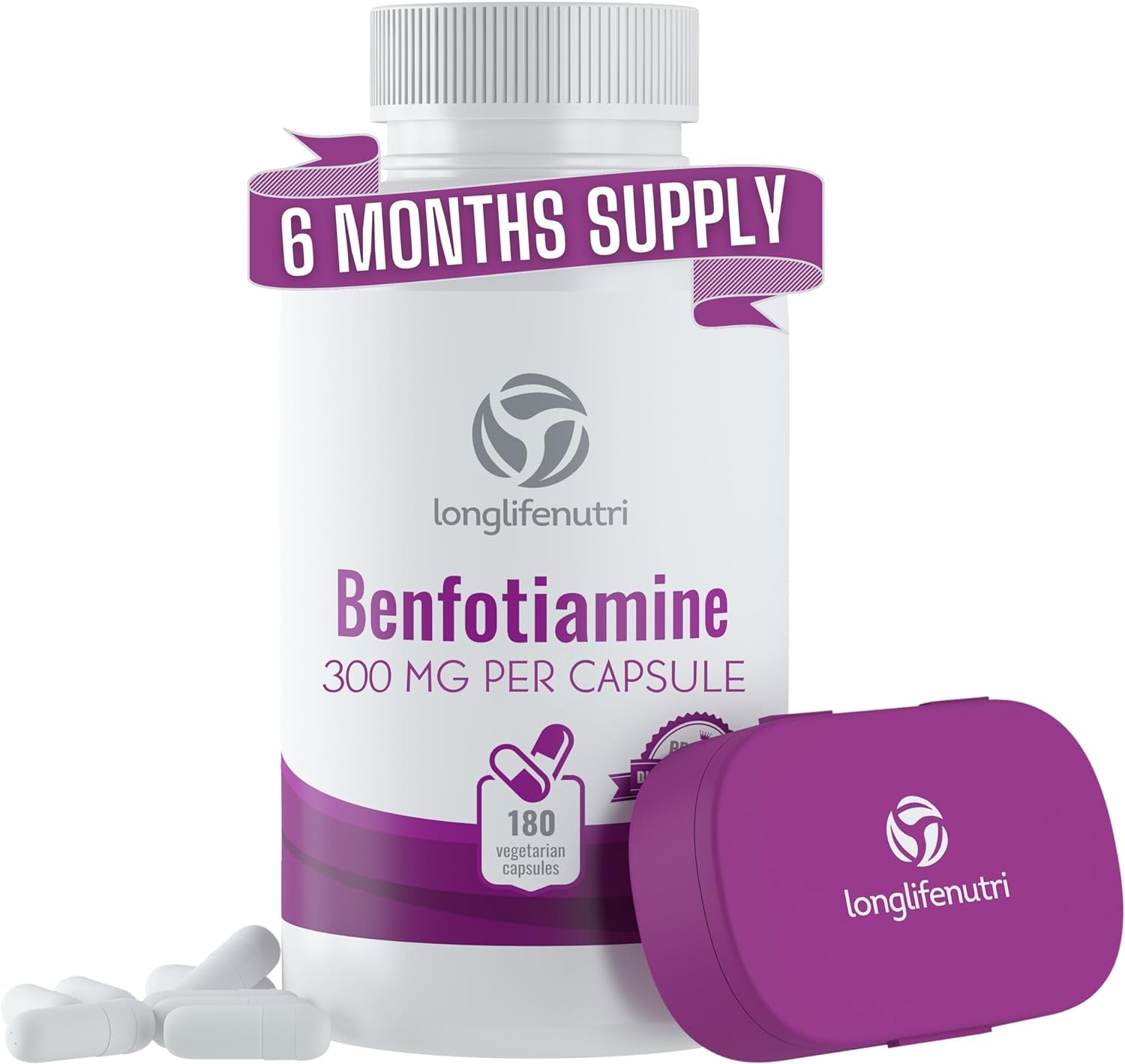 Premium Benfotiamine 300Mg, 180 Veg Capsules - Enhanced Vitamin B1 for Optimal Nerve & Circulation Support - Robust Thiamine Blend 