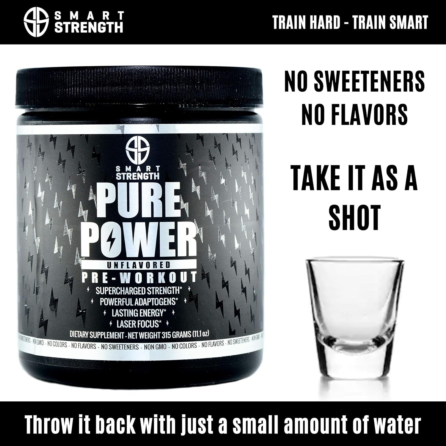 Pre Workout, Best All Natural Preworkout Supplement. Pure Power, Healthy Pump, Clean, Keto Vegan, Paleo, No Sugar Pre Work Out Powder for Men & Women, Strength & Energy - 315G Unflavored