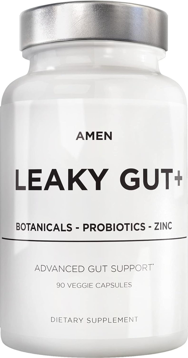 Leaky Gut Supplements - Advanced Formula with Bioavailable L Glutamine, Zinc, Turmeric, Licorice Root - Bowel and Stomach Probiotics & Fermented Prebiotics - Vegan, Non-Gmo - 90 Capsules