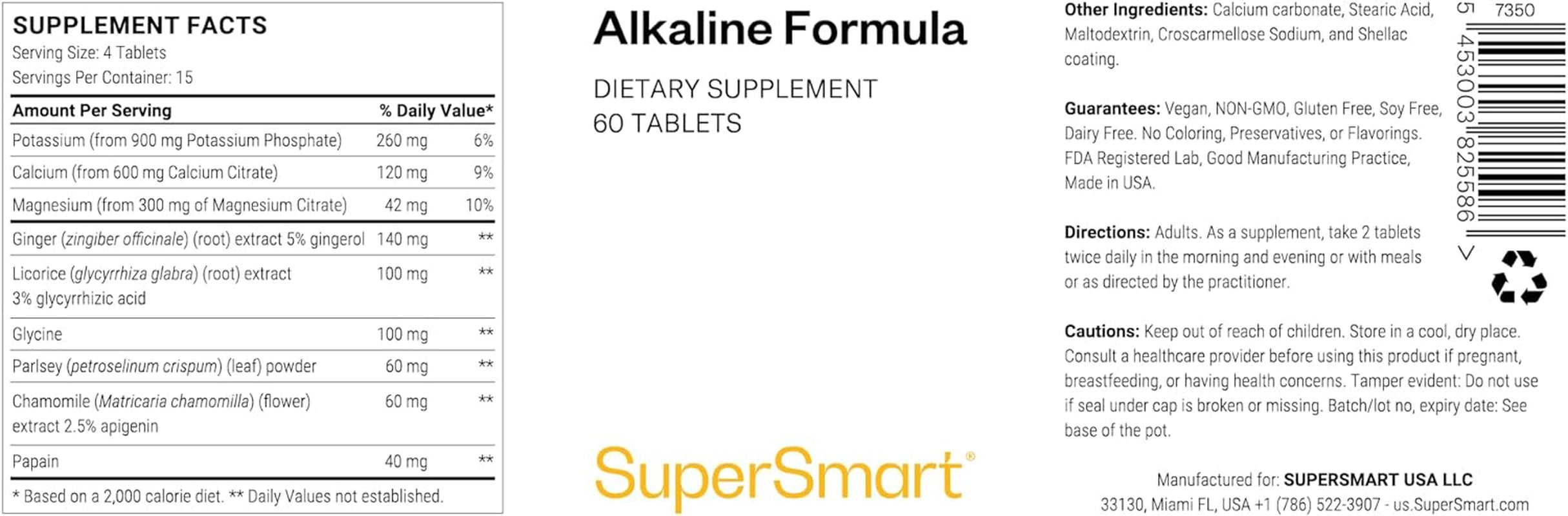 '- Alkaline Formula Supplement (Advanced Formula) - with Potassium Phosphate, Calcium & Magnesium Citrate - Ph Balance | Non-Gmo & Gluten Free - 60 Tablets 