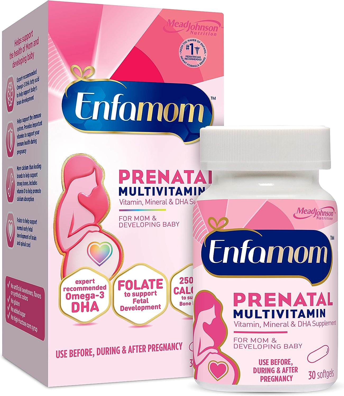 Enfamil Enfamom Prenatal Vitamin & Mineral, Supplement for Women with Calcium, Vitamin D, Vitamin C, Omega 3 DHA, 30 Softgels (1 Month Supply)