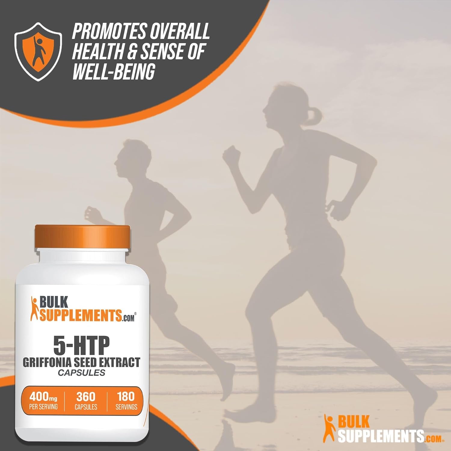 Bulksupplements.Com 5-HTP Capsules - 5-Hydroxytryptophan, 5 HTP Supplement - 5-HTP 400Mg, for Overall Well-Being - Gluten Free, 2 Capsules per Serving, 360 Capsules (Pack of 1)