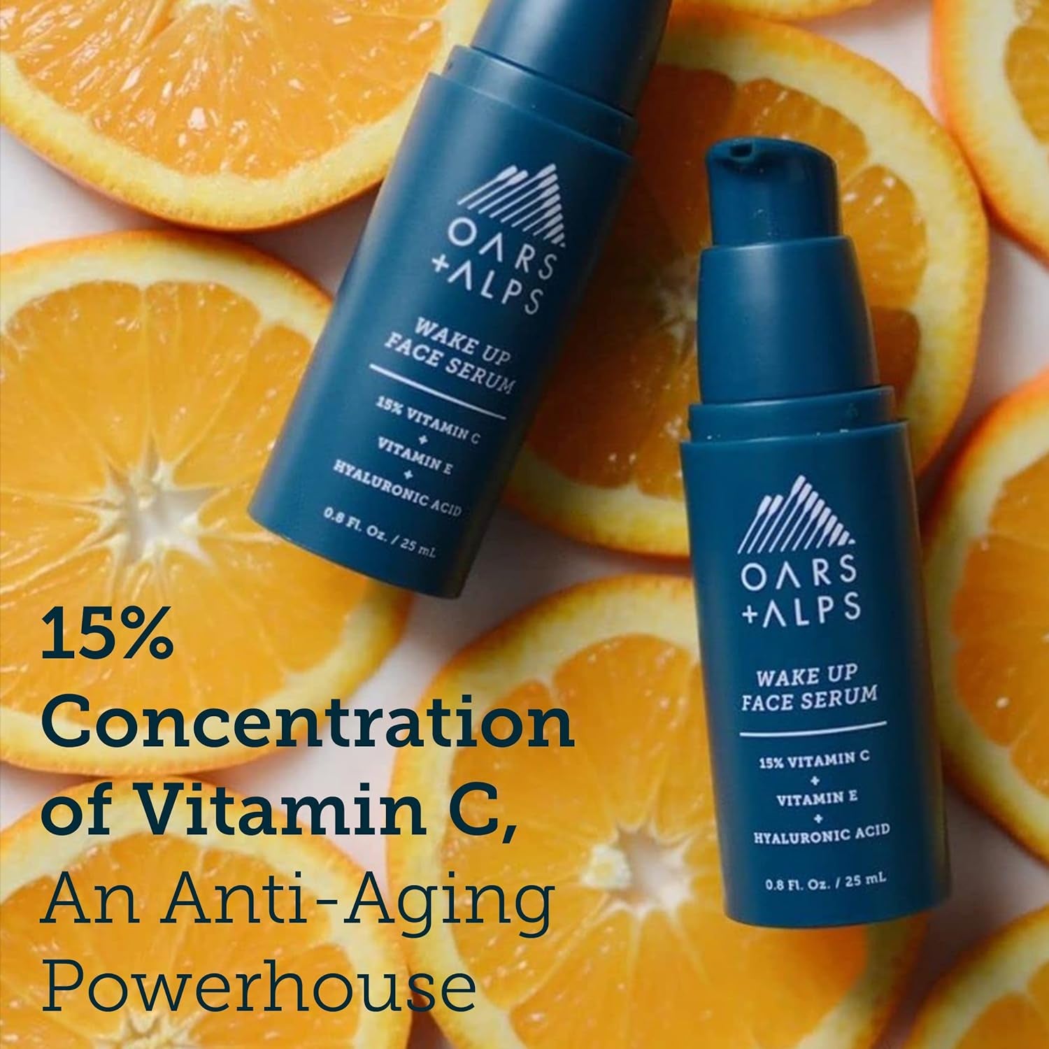 Oars + Alps anti Aging Vitamin C Serum for Face, Infused with Vitamin C, Hyaluronic Acid, and Vitamin E, TSA Friendly, 0.8 Fl Oz 