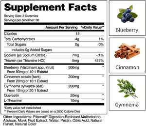 Snap Supplements Blood Sugar Gummies, Support Already Healthy Blood Sugar Levels, Cinnamon Bark and Blueberry Fruit Extract, Natural Melon Flavor, 60 Gummies