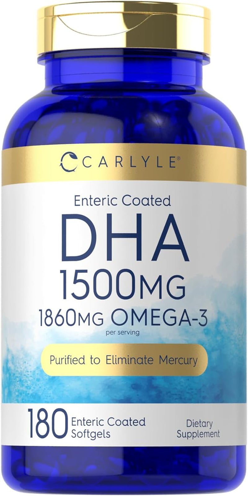 Carlyle DHA Supplement 1500Mg | 180 Softgels | Omega-3 Supplement | Non-Gmo, Gluten Free