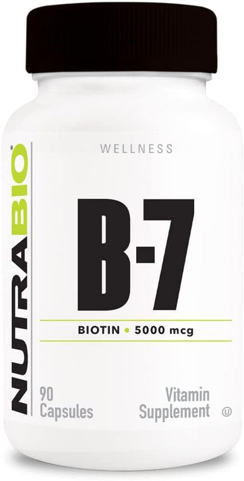 Nutrabio Biotin (Vitamin B-7) Supplement, 5000Mcg - May Help Promote Healthy Hair, Skin, and Nails, 90 Vegetable Capsules 