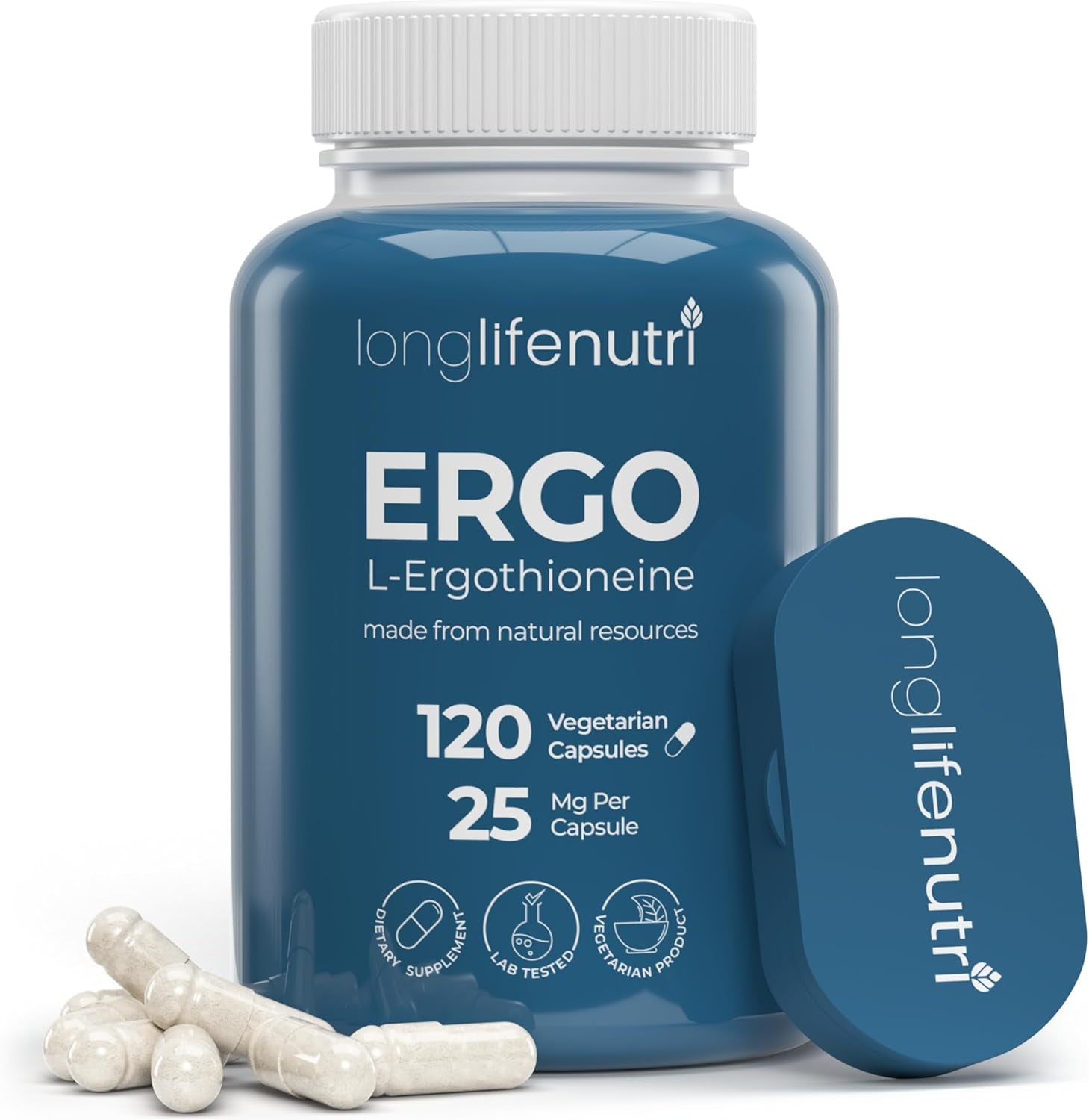 L-Ergothioneine 25Mg - 120 Vegetarian Capsules, 4-Month Supply, Natural Antioxidant & Plant-Based Supplement for Wellness Routine, Lab Tested, Made in USA