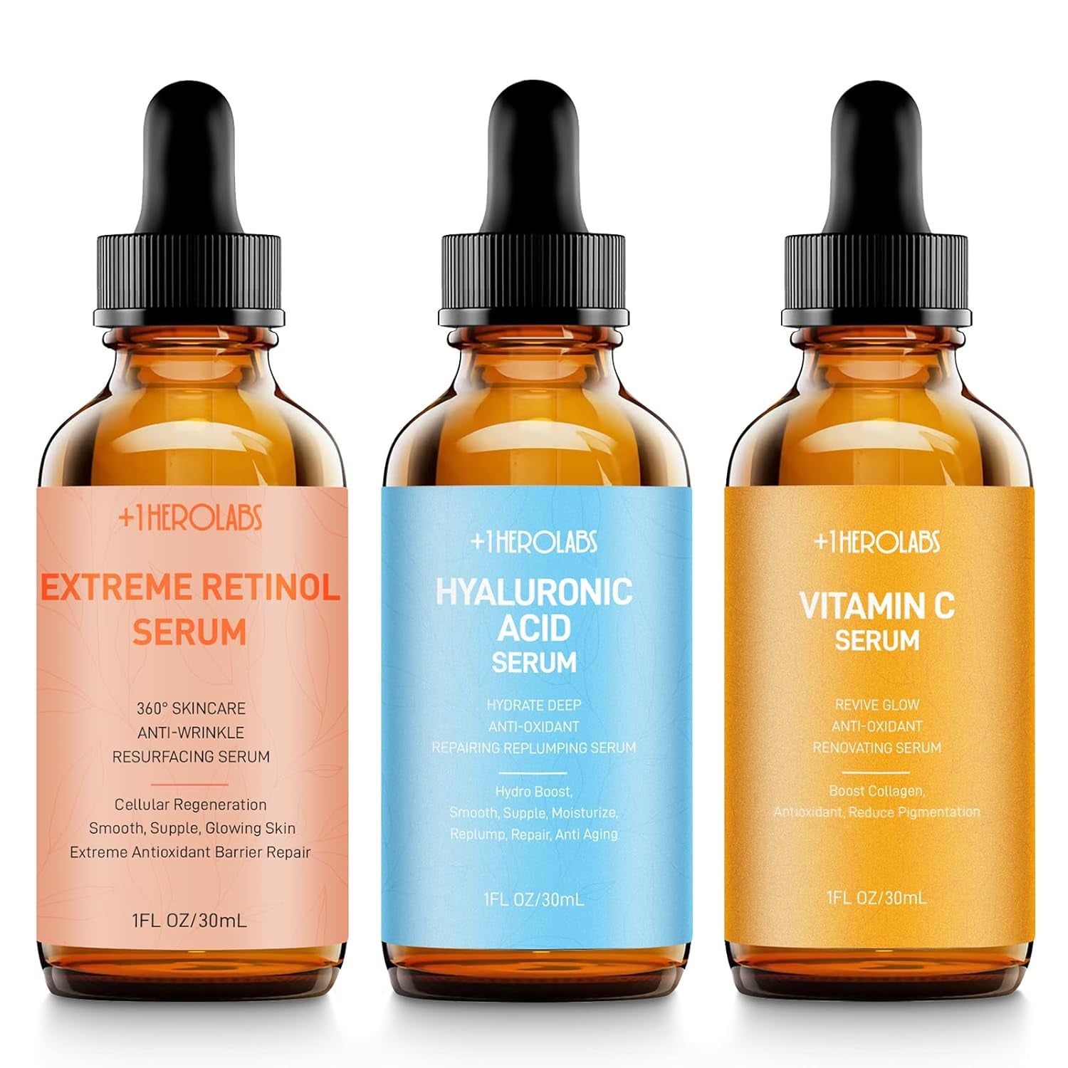 Retinol Serum for Face 2.5%, B5 Herbal Resurfacing Retinol Serum with Vitamin C, Vitamin E, Hyaluronic Acid, Serum for Anti-Aging, Wrinkle Smoothing, Dark Spot Corrector, Brighten Dullness 2 Packs
