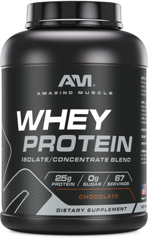 Amazing Muscle 100% Whey Protein Powder *Advanced Formula with Whey Protein Isolate as a Primary Ingredient along with Ultra Filtered Whey Protein Concentrate (Banana, 5 Lb)