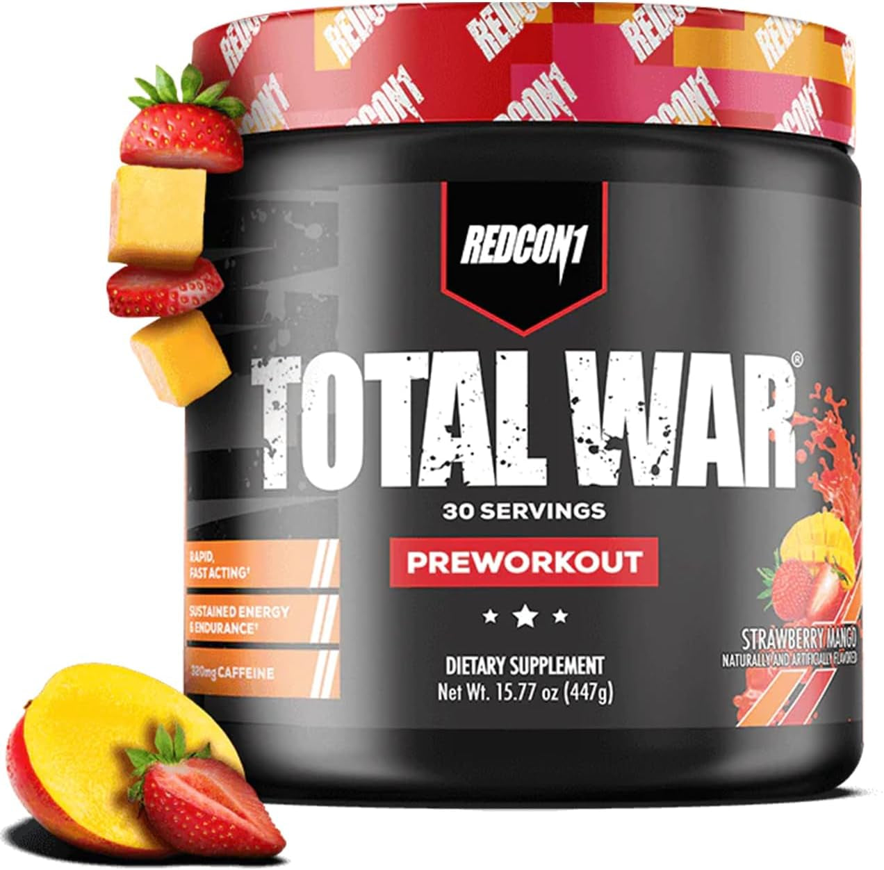 REDCON1 Total War Pre Workout Powder, Blue Lemonade - Beta Alanine + Citrulline Malate Keto Friendly Preworkout for Men & Women with 320Mg of Caffeine - Fast Acting (30 Servings)