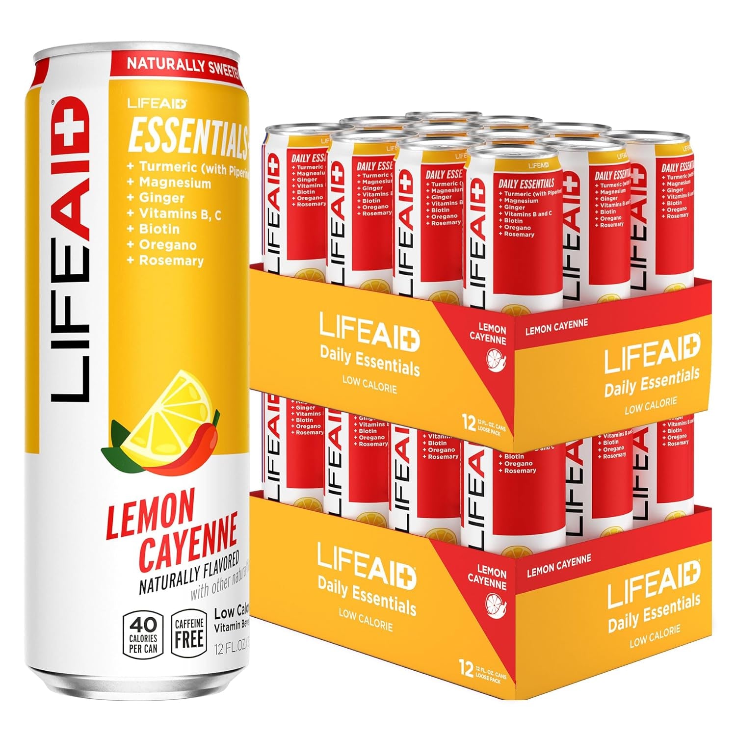 LIFEAID Vitality Blend, Daily Vitamins, Healthy Soda Replacement, 100% Clean, Vegan, GF Cans, 12 Fl Oz (Pack of 24)