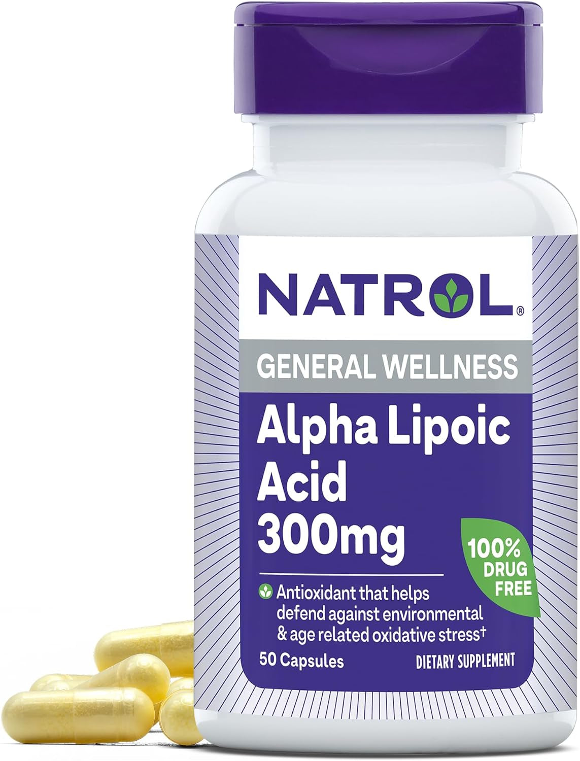 Natrol Alpha Lipoic Acid Capsules, Antioxidant Protection, ALA, Helps Protect against Cellular Oxidation and Age-Related Damage, Whole Body Cell 