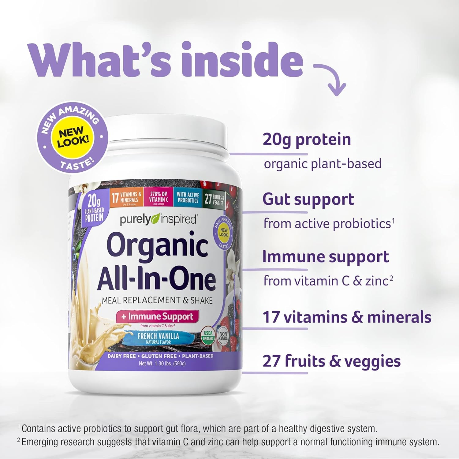 Meal Replacement Shake, Organic | Purely Inspired All-In-One Meal Replacement | Plant Based Protein Powder for Women & Men | Organic Protein Powder | Protein Shake Powder | Chocolate, 1.3 Pounds