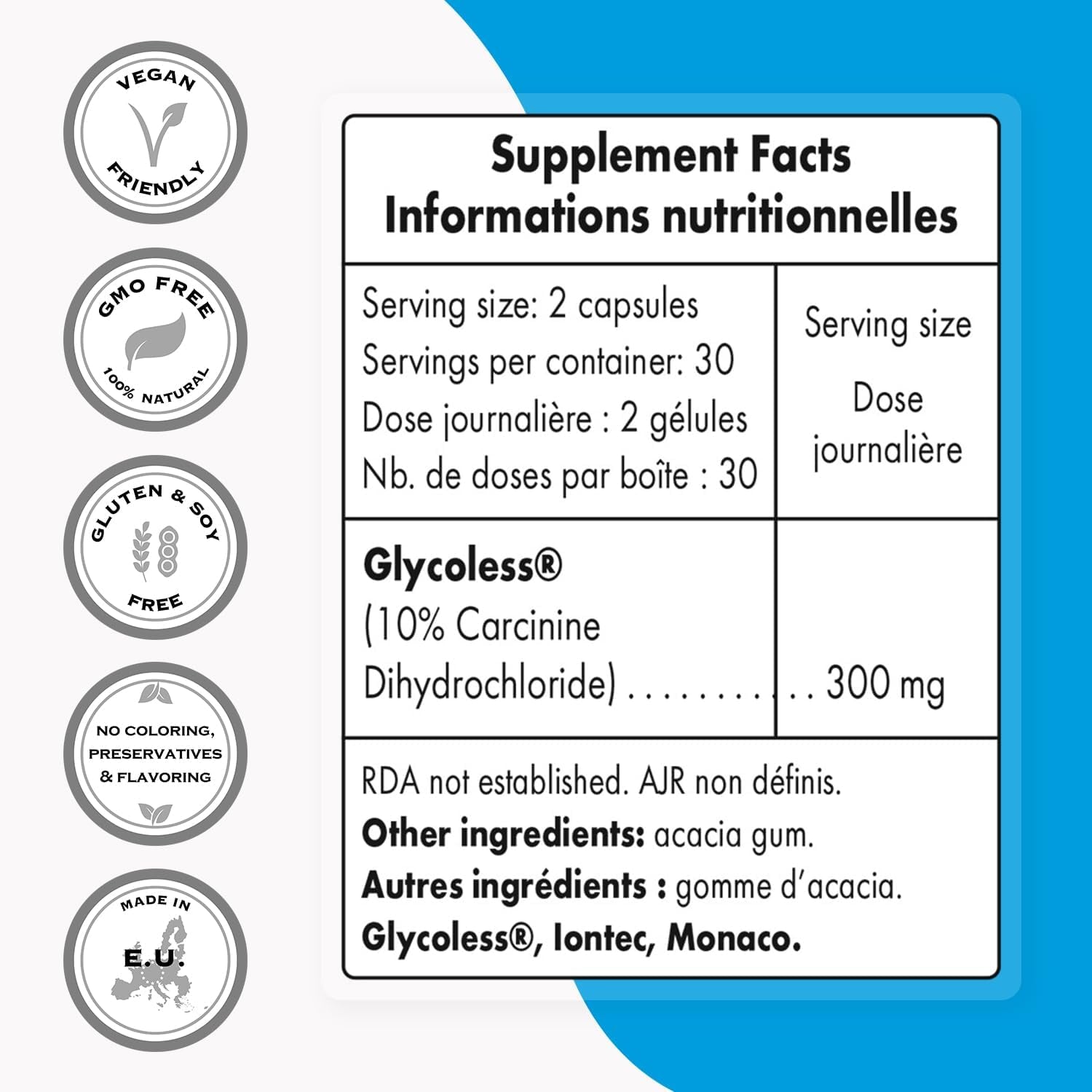 '- Carcinine 300Mg per Day (Patented) - Stable L-Carnosine Supplement | Non-Gmo & Gluten Free - 60 Vegetarian Capsules 