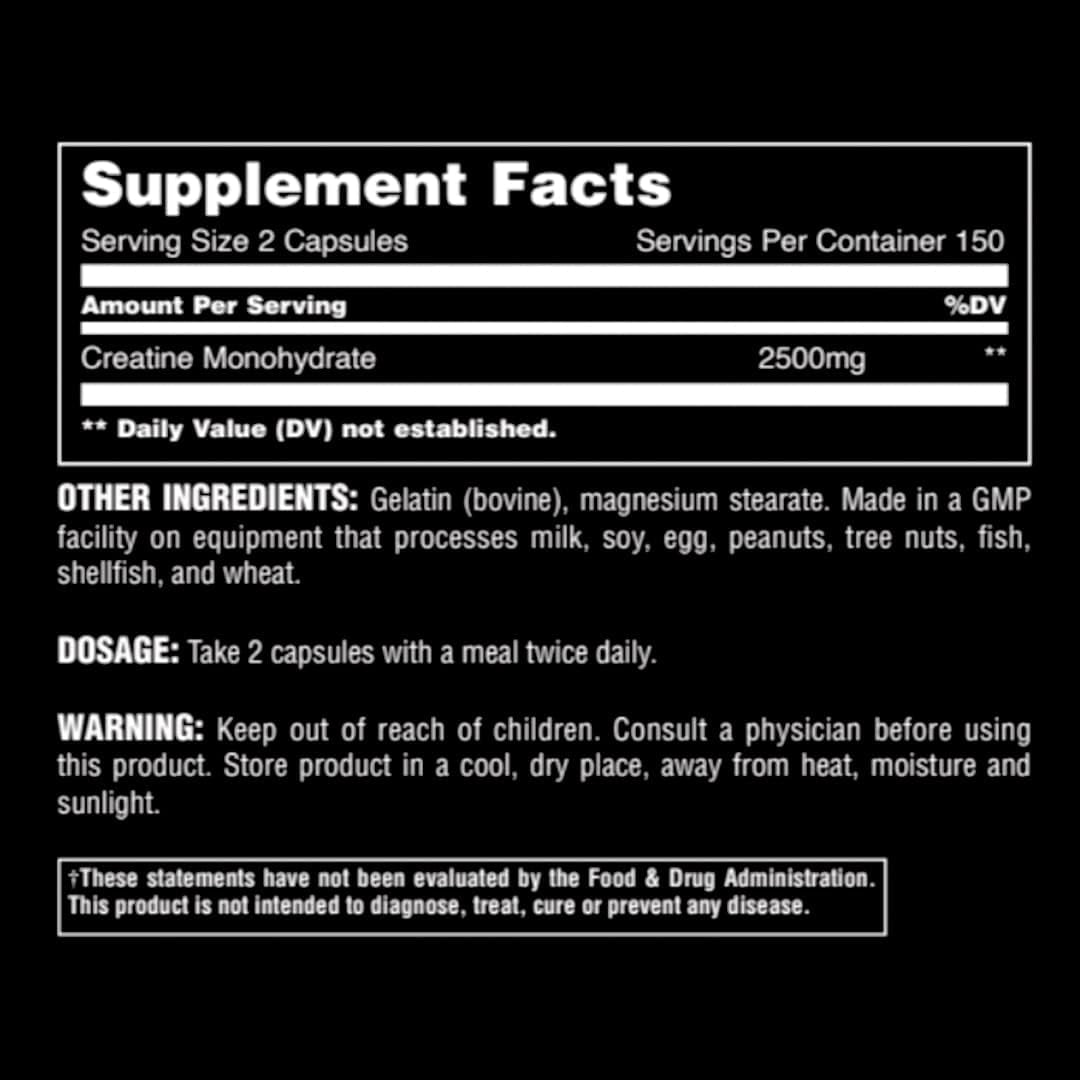 Animal Micronized Creatine Monohydrate Capsules - 300 Caps, 2500Mg per Serving for Muscle Growth, Strength, and Endurance
