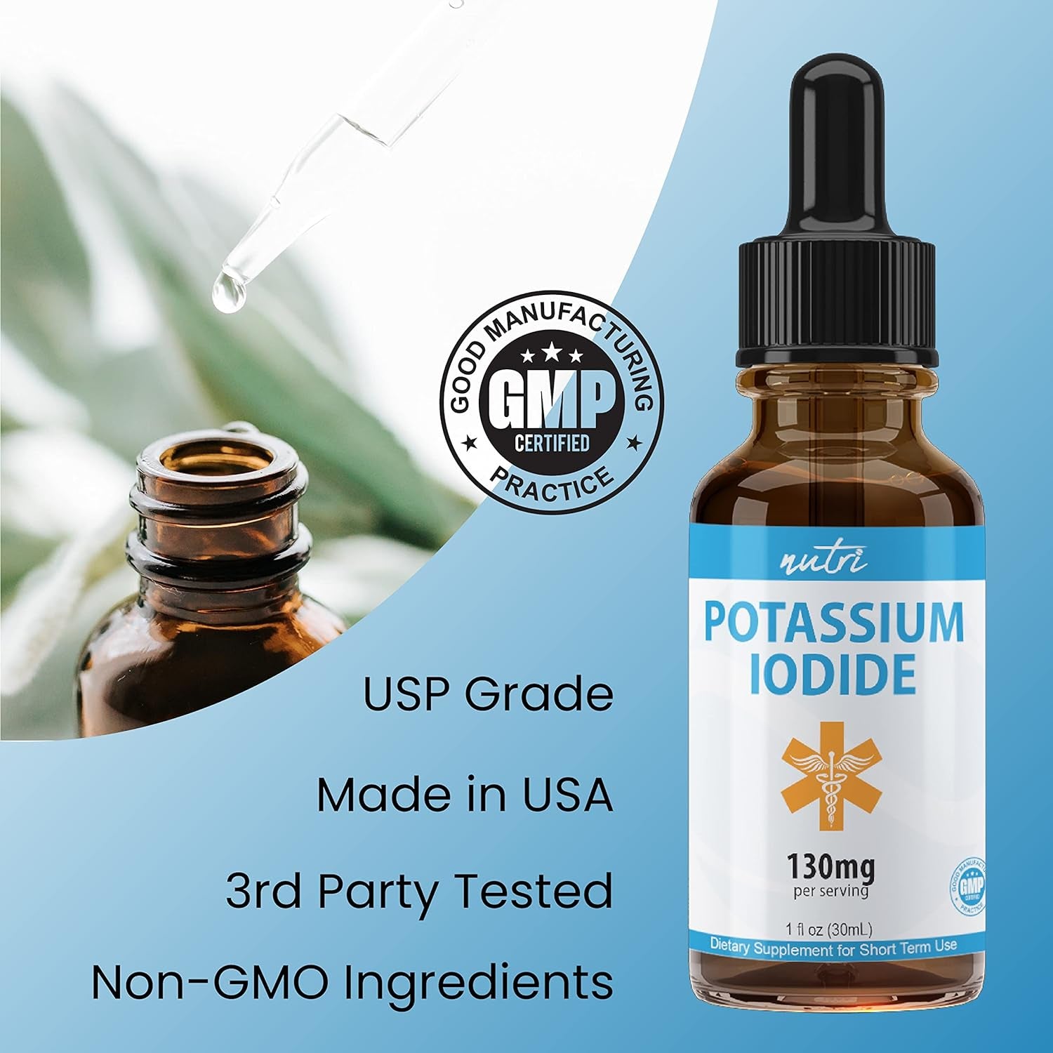 (2 Pack) Nutri Potassium Iodide Liquid Drops 130 Mg - Alternative to Potassium Iodide Pills - Potassium Iodine Tablets 130 Mg - YODO Naciente Ki Pills (2 Oz)
