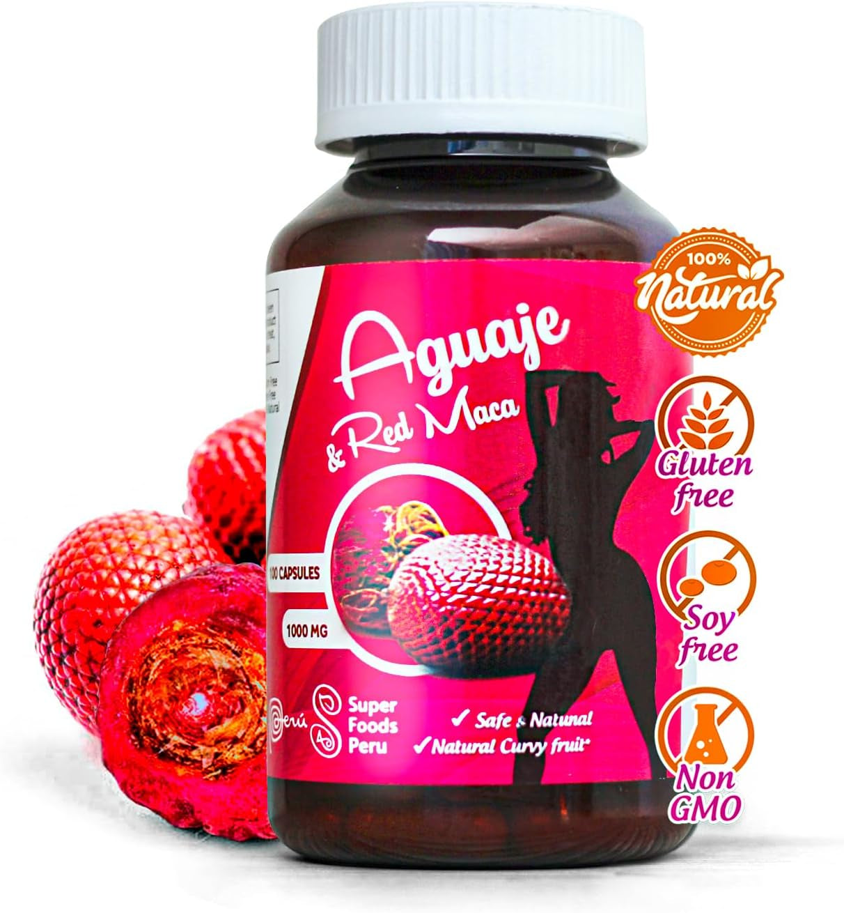 Curves Capsules for Women - Aguaje and Red Maca Supplement - 1000Mg - 100 Butt and Breast Enhancement Pills from Peru - for Natural Curves 