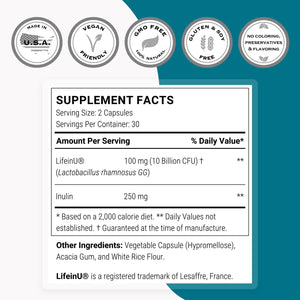 Supersmart - Lactobacillus Rhamnosus GG 10 Billion CFU per Day (LGG Probiotic with Inulin) - Digestive & Immune Support - Vaginal Flora Health | Non-Gmo & Gluten Free - 60 DR Capsules