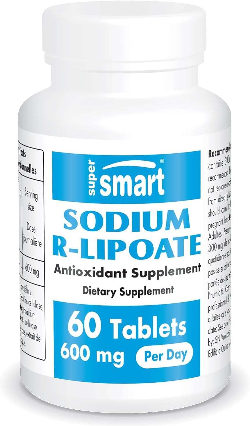 Supersmart - Sodium R-Lipoate 600 Mg (R-Alpha Lipoic Acid) per Day - Neuroprotective Support - Antioxidant | Non-Gmo & Gluten Free - 60 Tablets 