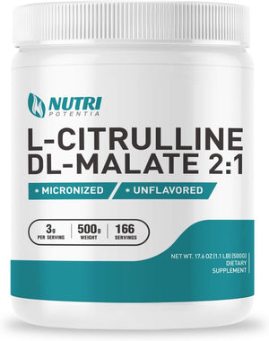 L-Citrulline Malate 2:1 Powder, Pure L Citrulline Malate Supplement Pre Workout Powder, Unflavored, No Additives (500G-1.1Lbs)
